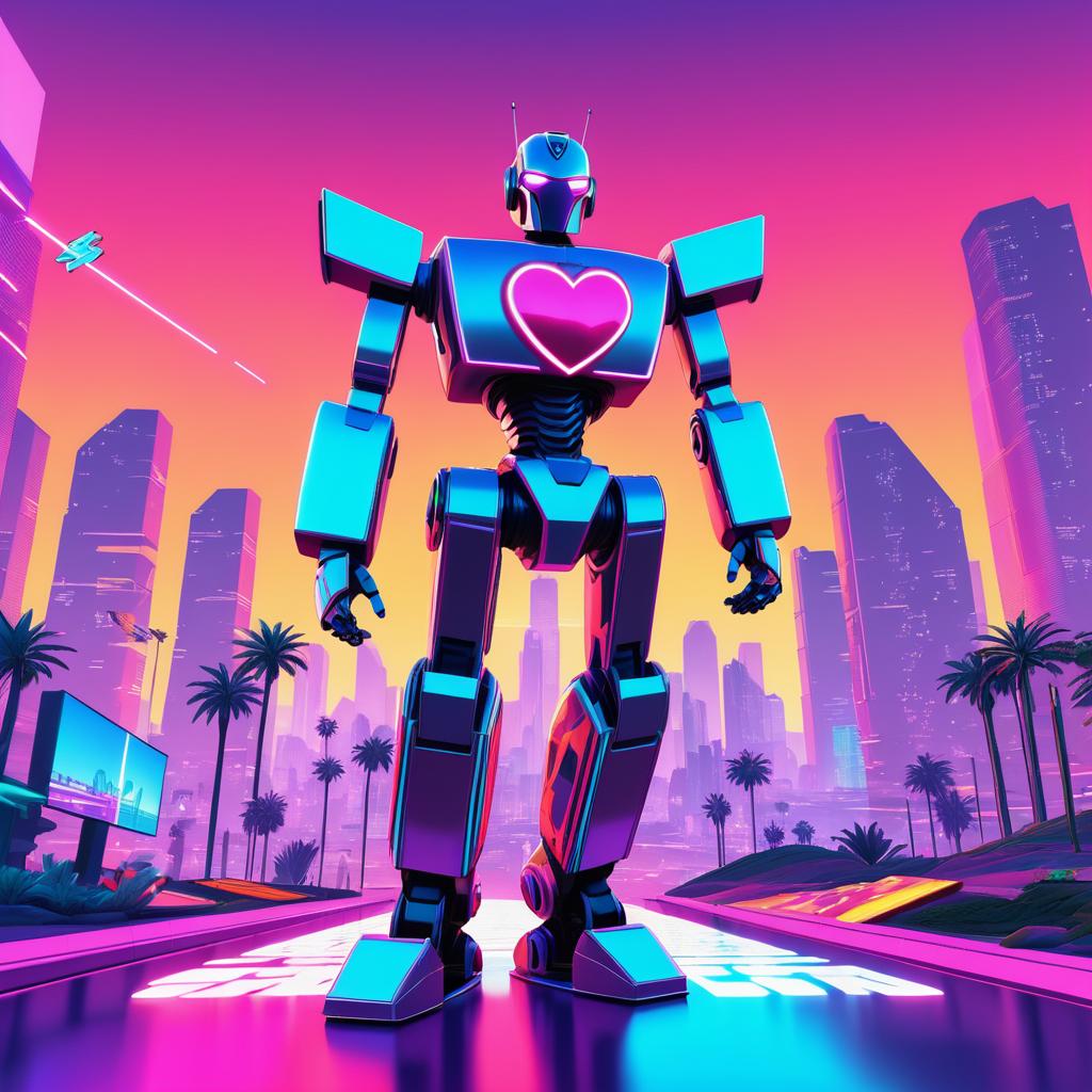 Futuristic Robot Illustration in GTA V Style