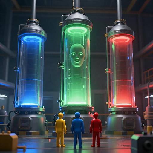 Futuristic Industrial Scene with Vibrant Structures