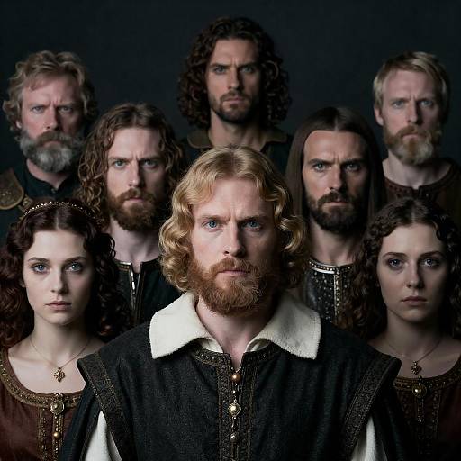 Intense Medieval Characters in Dark Setting