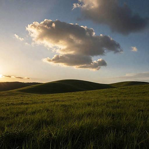 Sunset Over Rolling Green Hills