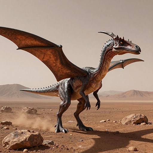 Alien Pteranodon on Martian Landscape