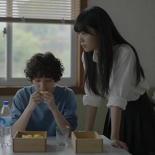 Intimate Scene in a Dimly Lit Room