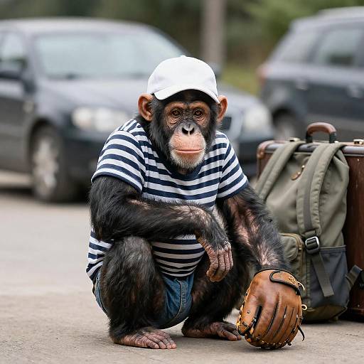 Charming Chimpanzee in Urban Outfit