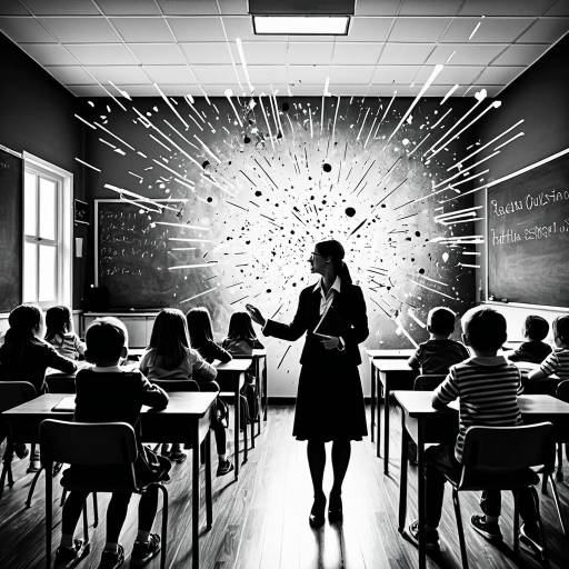Teacher in Classroom with Powder Explosion Illustration