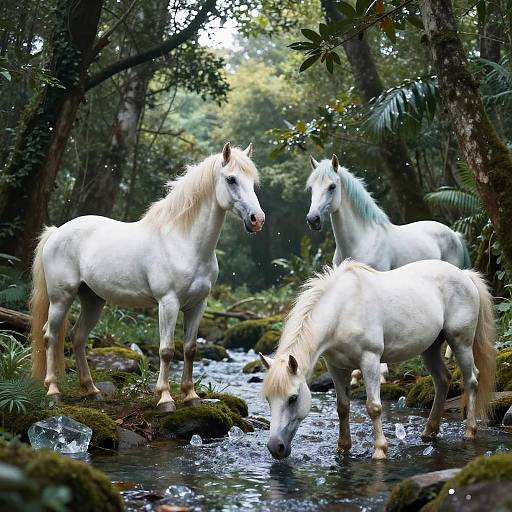 Majestic Unicorns in Mystical Forest