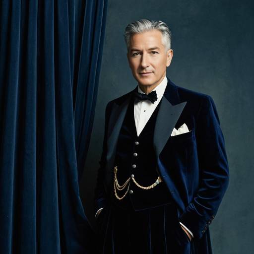 Elegant Man in Navy Velvet Tuxedo