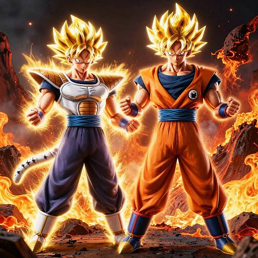 Epic Saiyan Battle AI Art