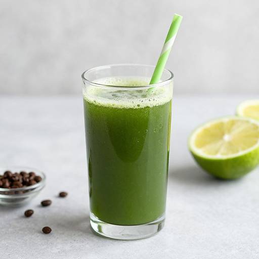 Nutritious Green Juice Over Coffee
