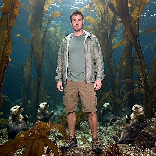Man Hiking in Kelp Forests