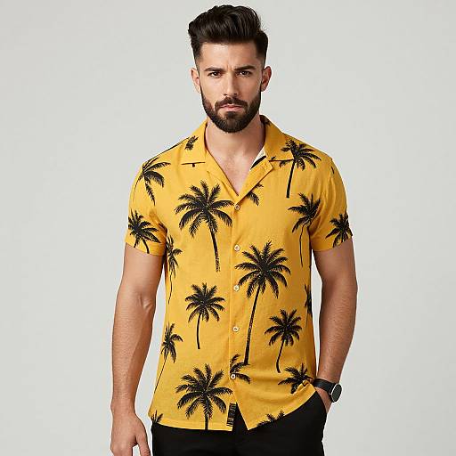 Handsome Bearded Man in Yellow Shirt