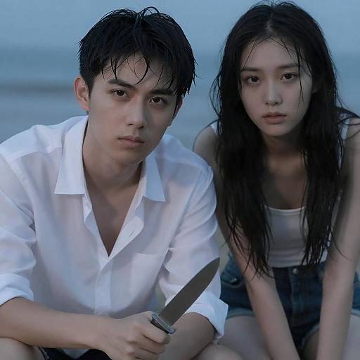 Intense Young Duo with Dramatic Contrast