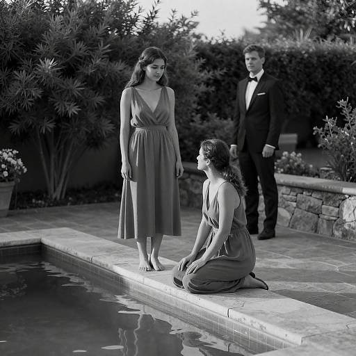 Elegant Evening Scene by the Pool