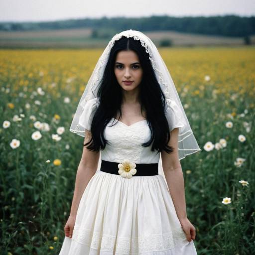 Elegant Madonna in White Dress Costume
