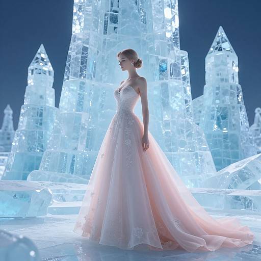 Ethereal Woman in Flowing Wedding Dress