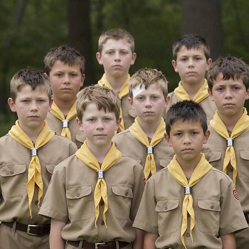 Group of Boy Scouts in Uniform Outdoors