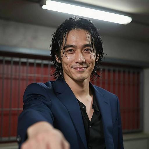 Mysterious Man in Dim Red Lights