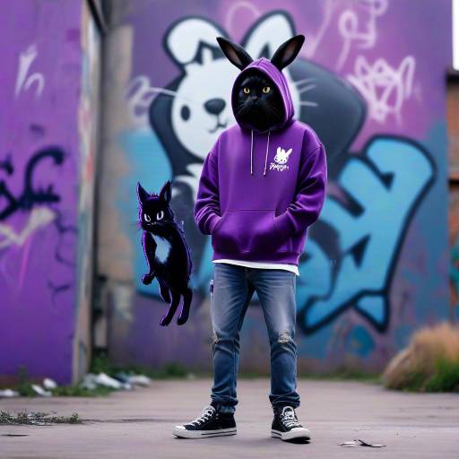 Rabbit in Purple Hoodie Outdoors