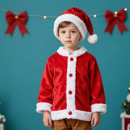 Young Boy in Santa Outfit Portrait