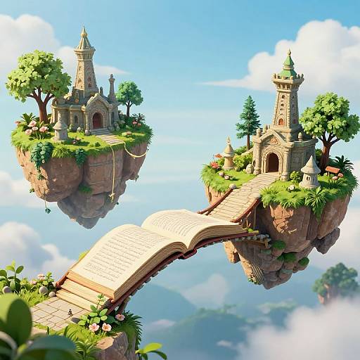 Whimsical Book Bridge Between Islands
