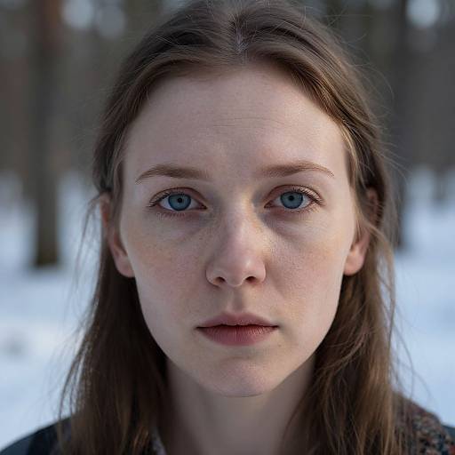 Ethereal Slavic Woman in Winter Forest