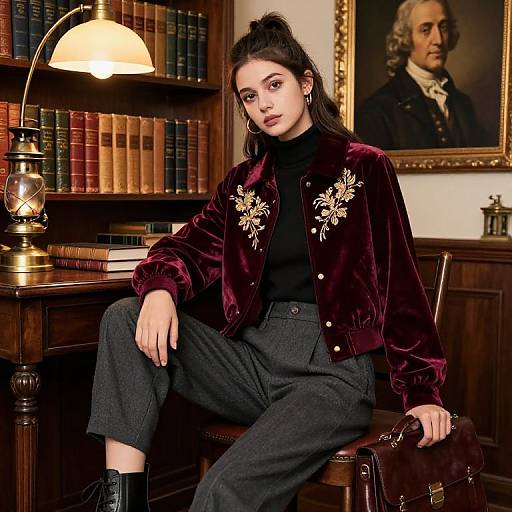 Dark Academia Student in Vintage Study