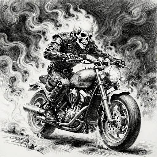 Fiery Ghost Rider Pencil Sketch