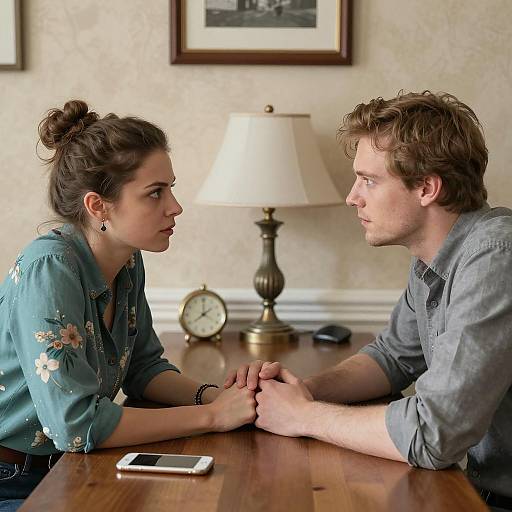 Intense Connection at a Cozy Table