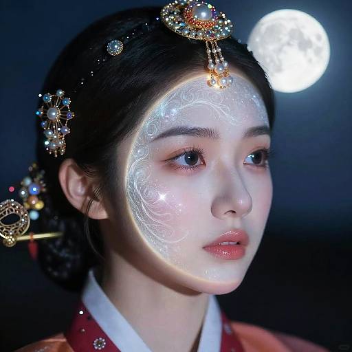 Ethereal Korean Moon Face Portrait