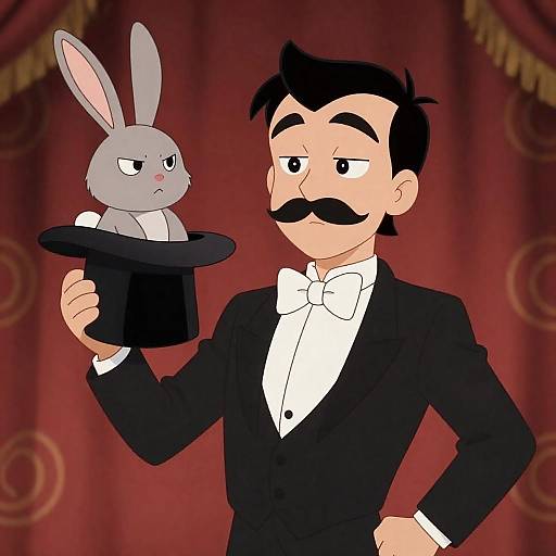 Confident Cartoon Character with Bunny