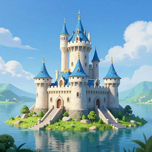 Sci-Fi Castle on Lake Island