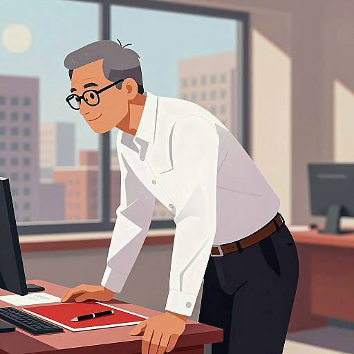 Stylized Portrait of Thoughtful Professional