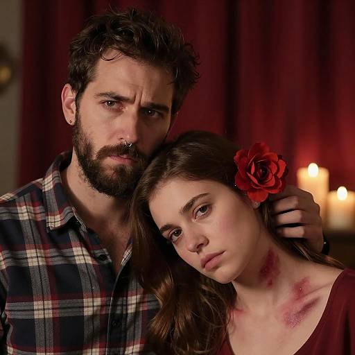 Concerned Couple in Warm Lighting