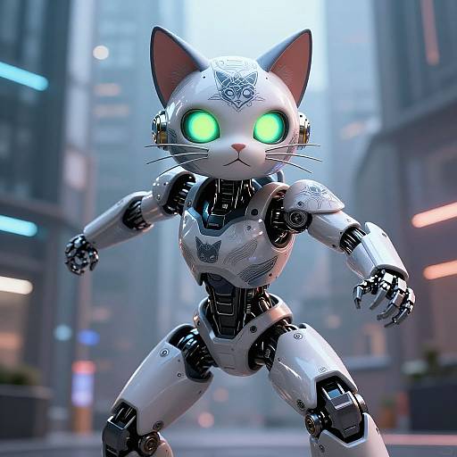 Futuristic Robot Cat Girl Warrior