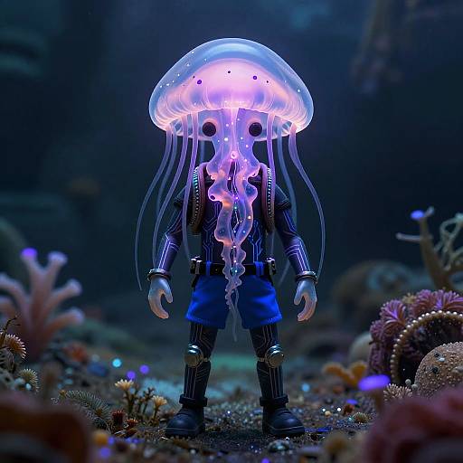 Neon Jellyfish Creature in Abyssal Trench