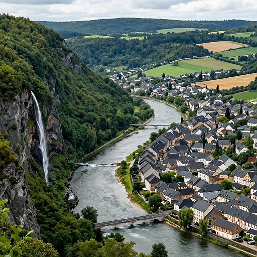 Peaceful Medieval River City Landscape