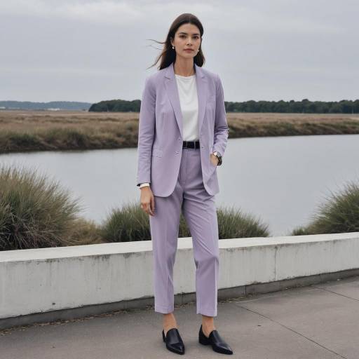 Elegant Woman in Dusty Lavender Suit by Coastal Viewpoint