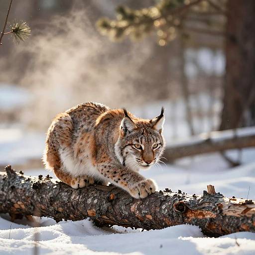 Eurasian Lynx in Early Spring Taiga