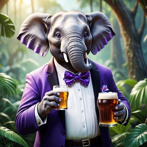 Playful Cartoon Elephant in Jungle Scene