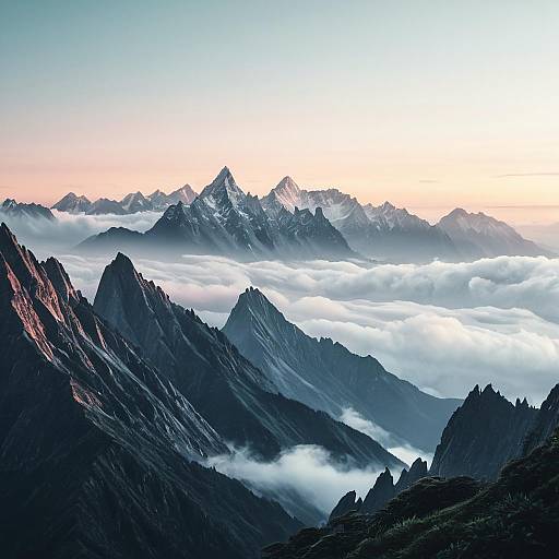 Misty Mountain Ridge at Dawn