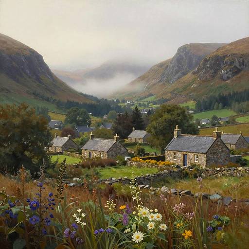 Misty Scottish Highlands Village