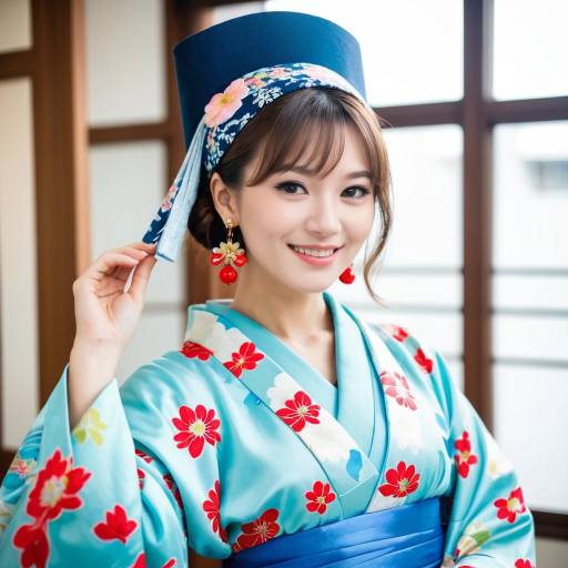 Young Woman in Traditional Japanese Kimono