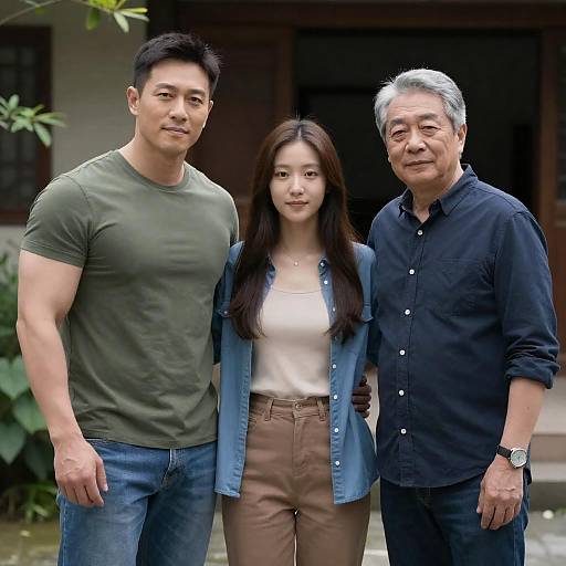 Three Generations Standing Together Outdoors