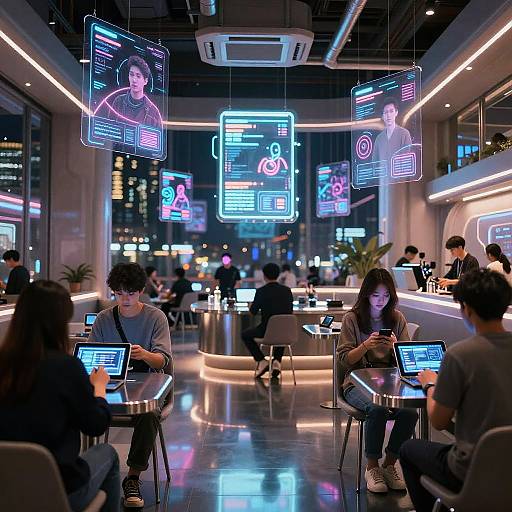 Futuristic Cyberpunk Cafe Scene