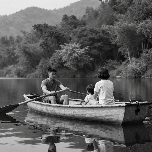 Captivating Rowboat Scene in Black and White
