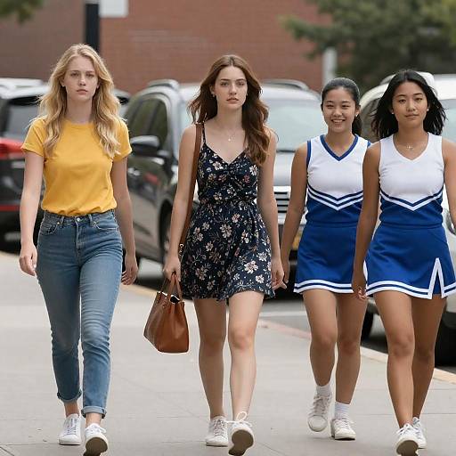 Four Young Women Enjoying Urban Stroll