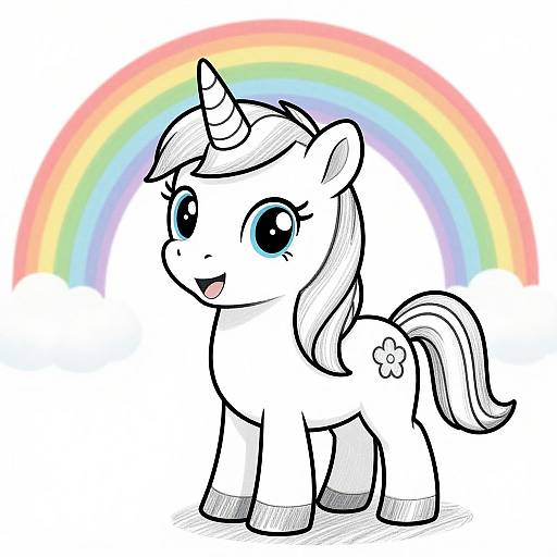 Happy Cute Unicorn Duet Sketch