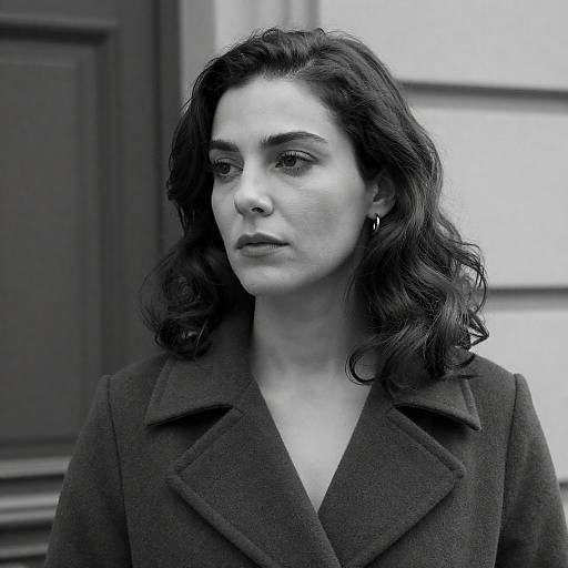 Intense Portrait of a Woman in Black-and-White