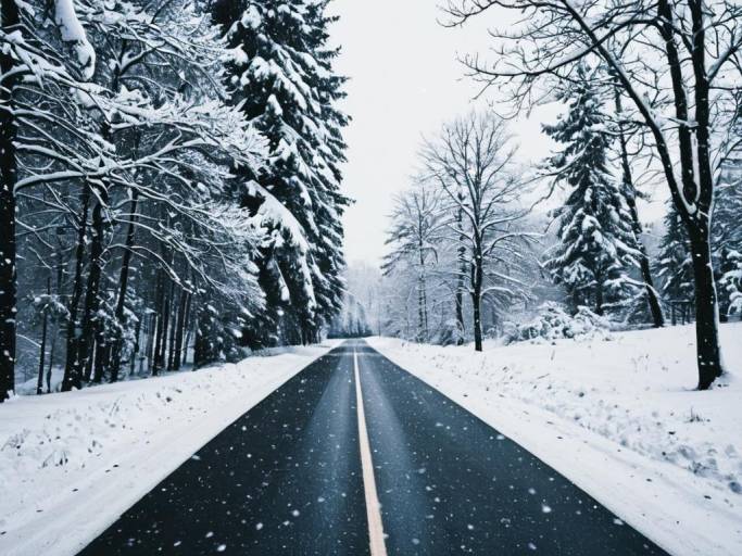 Winter Wonderland: Snowy Road Scene