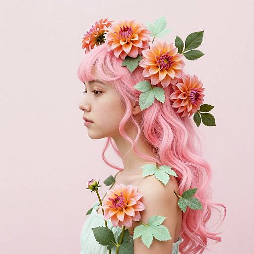 Teenage Girl with Floral Hair Design
