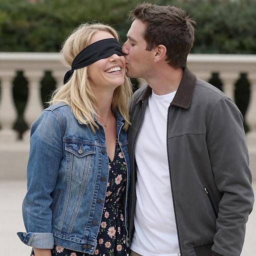 Joyful Couple Kissing in Nature